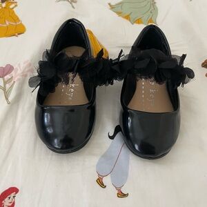 Copper Key Black Dress Shoes with Floral Accent